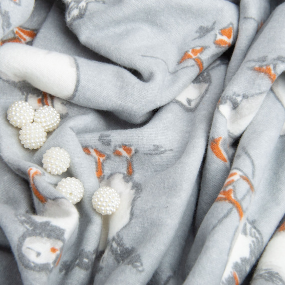 Cotton flannel fabric, 240 cm wide 170 g/m2 soft fabric suitable for bedding and baby swaddles Пташка сіра, фото 4