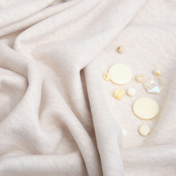 Ткань трикотаж Кашемир, 400 гр/м2, 150 см меланж св. беж, фото 3