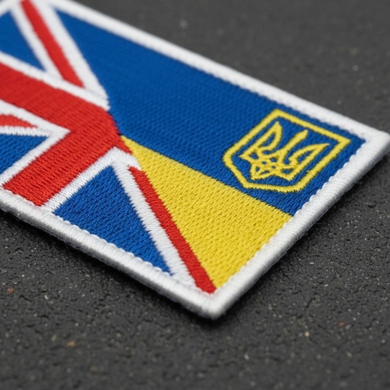 2-Piece Patch Set UK and Ukraine Flag, 5х8 cm, Dual Flag Embroidered Patch with Hook Backing, фото 3