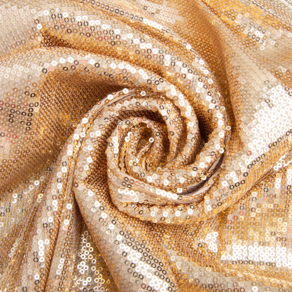 Sequin knit fabric 140 cm wide 195 g/m2, suitable for evening dresses, suits, skirts, and stage wear золото, фото 1