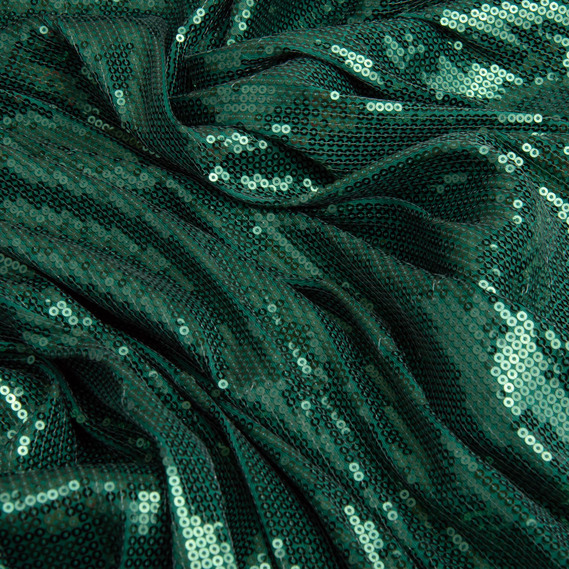 Тканина трикотаж паєтки 140 см 195 гр/м2, для вечірніх суконь, костюмів, спідниць та сценічного одягу т/зелена, фото 3