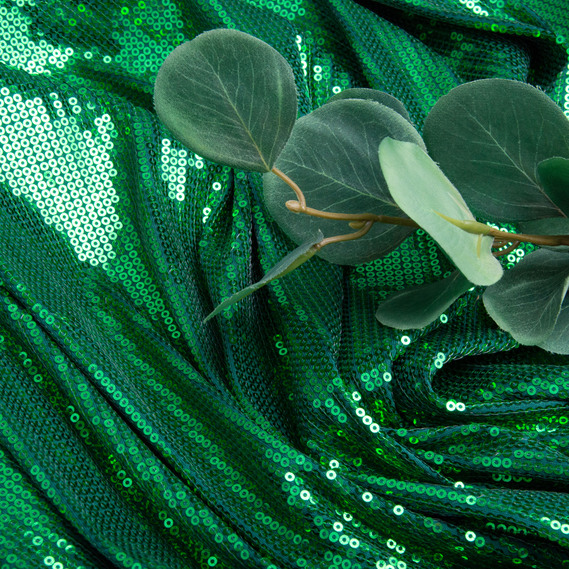 Ткань трикотаж пайетки 140 см 195 гр/м2, для вечерних платьев, костюмов, юбок и сценической одежды смарагд, фото 4