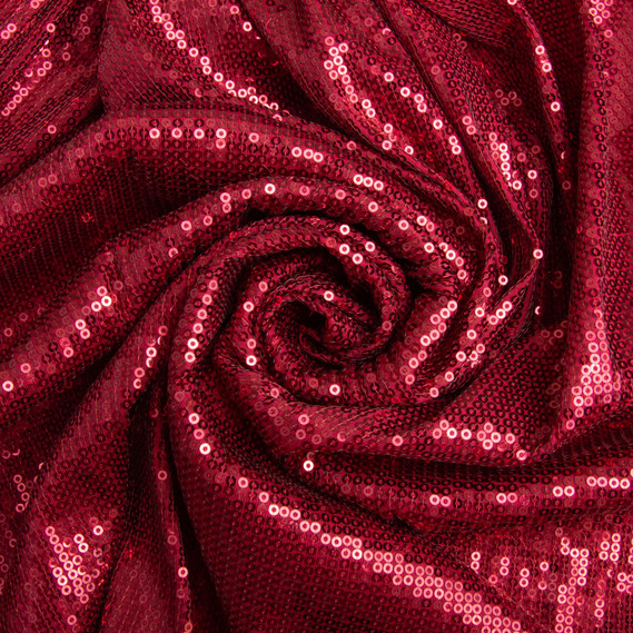 Sequin knit fabric 140 cm wide 195 g/m2, suitable for evening dresses, suits, skirts, and stage wear бордо, фото 1
