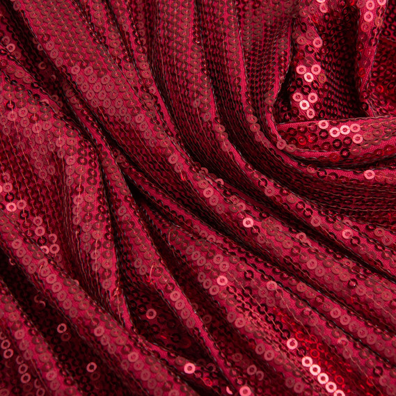 Sequin knit fabric 140 cm wide 195 g/m2, suitable for evening dresses, suits, skirts, and stage wear бордо, фото 3