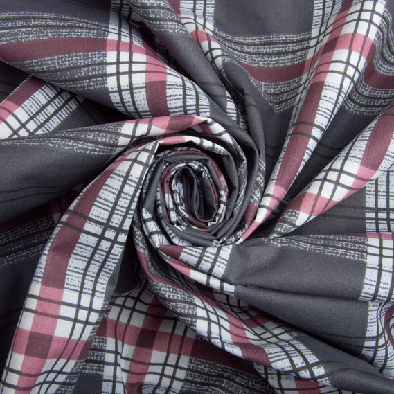 Ткань бязь ранфорс для постельного белья, хлопок, 125 гр/м2, 220 см R-98569 А Клітинка велика, фото 1