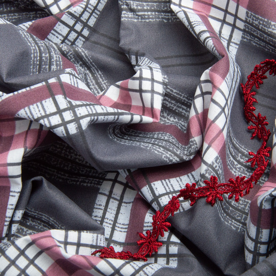 Ткань бязь ранфорс для постельного белья, хлопок, 125 гр/м2, 220 см R-98569 А Клітинка велика, фото 4