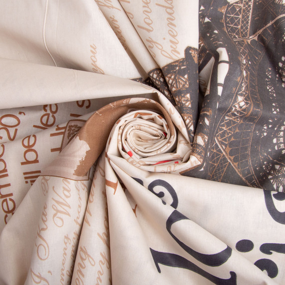 Ткань бязь ранфорс для постельного белья, хлопок, 125 гр/м2, 220 см R-463 А Paris, фото 1