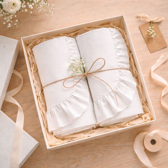 Набір серветок 2 шт з оборкою IDEIA, 30 см, бавовна, для дому, кафе, для сервірування столу білий, фото 3