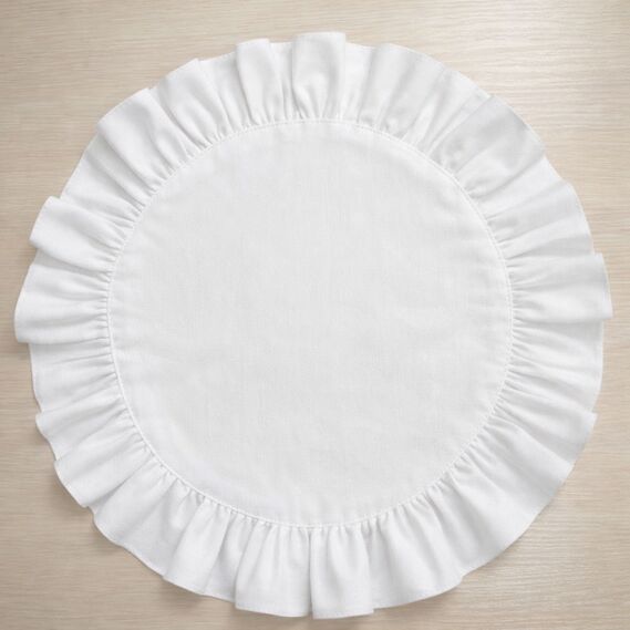 Набір серветок 2 шт з оборкою IDEIA, 30 см, бавовна, для дому, кафе, для сервірування столу білий, фото 4