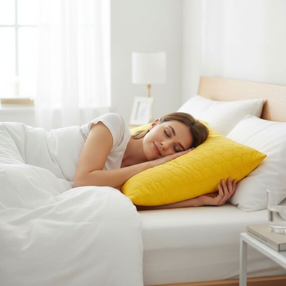 SunnyMood Pillow 50х70 cm by IDEIA with quilted cover and zipper, hypoallergenic filling жовта, фото 2