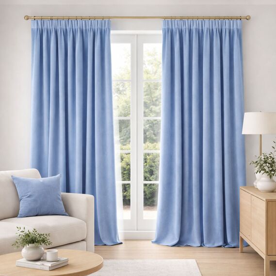 Комплект штор 2 шт 150х260 см, Soft Velvet Lux шторы, гардины, портьеры на шторной тесьме V-34 блакитна, фото 1