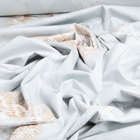 Тканина бавовна сатин для постільної білизни, натуральна тканина, постільна білизна 120 гр/м2 S-407-А кульбаба св.сіра, фото 3