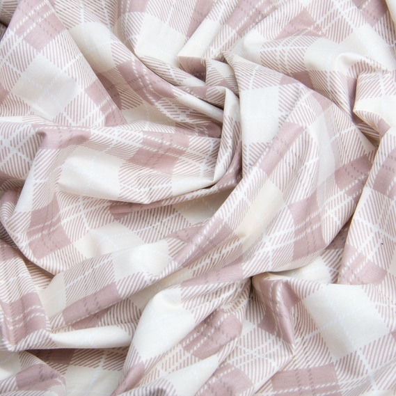 Тканина бавовна сатин для постільної білизни, натуральна тканина, постільна білизна 120 гр/м2 S-989170-В клітинка бейліс, фото 3