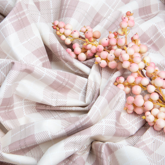 Тканина бавовна сатин для постільної білизни, натуральна тканина, постільна білизна 120 гр/м2 S-989170-В клітинка бейліс, фото 4