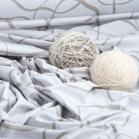 Тканина бавовна сатин для постільної білизни, натуральна тканина, постільна білизна 120 гр/м2 S-6035-A стрічка св.сіра, фото 4