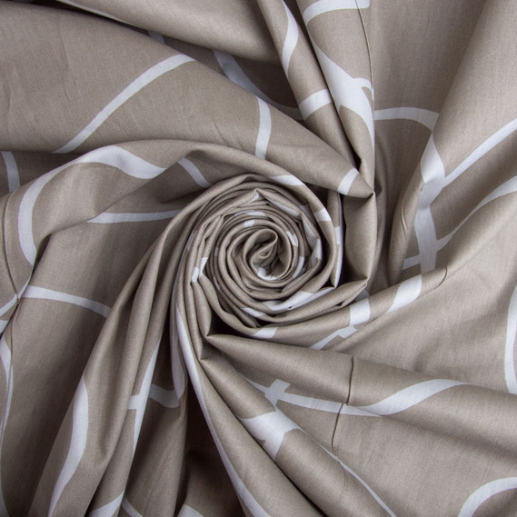 Тканина бавовна сатин для постільної білизни, натуральна тканина, постільна білизна 120 гр/м2 S-6035-В стрічка т.беж, фото 1