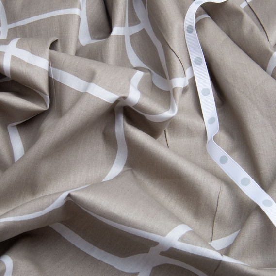 Тканина бавовна сатин для постільної білизни, натуральна тканина, постільна білизна 120 гр/м2 S-6035-В стрічка т.беж, фото 4