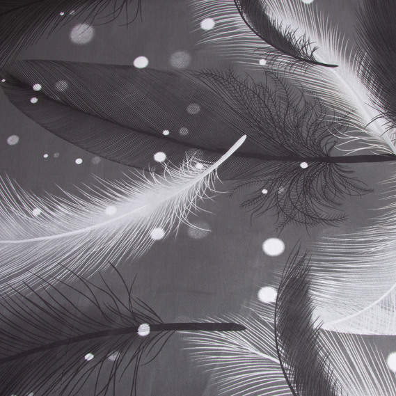 Тканина бавовна сатин для постільної білизни, натуральна тканина, постільна білизна 120 гр/м2 S-8071-А  пір`ячко т.сірий, фото 2