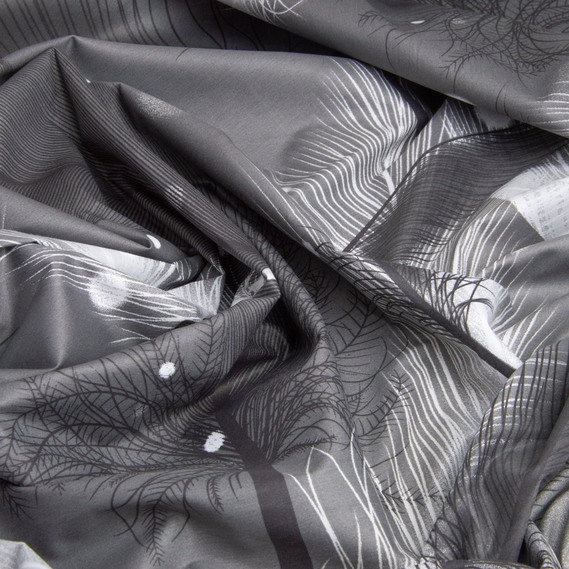 Тканина бавовна сатин для постільної білизни, натуральна тканина, постільна білизна 120 гр/м2 S-8071-А  пір`ячко т.сірий, фото 3