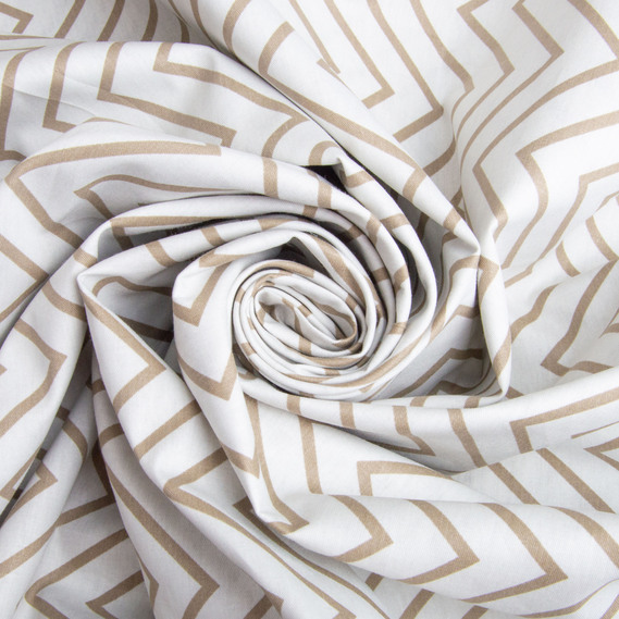 Ткань хлопок сатин для постельного белья, натуральная ткань, постельное белье, 120 гр/м2 S-3395-В зигзаг сіро/беж, фото 1