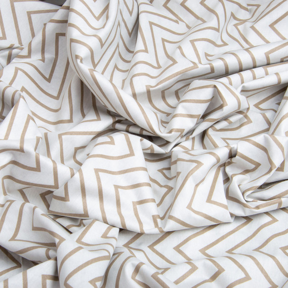 Ткань хлопок сатин для постельного белья, натуральная ткань, постельное белье, 120 гр/м2 S-3395-В зигзаг сіро/беж, фото 3