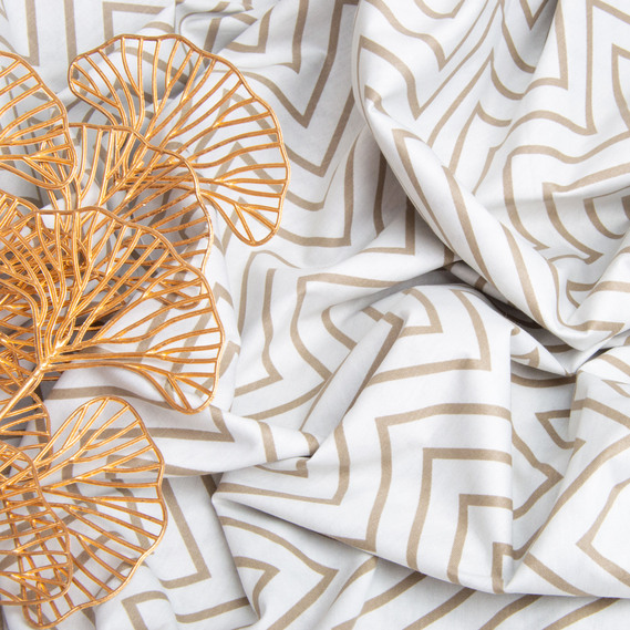 Ткань хлопок сатин для постельного белья, натуральная ткань, постельное белье, 120 гр/м2 S-3395-В зигзаг сіро/беж, фото 4