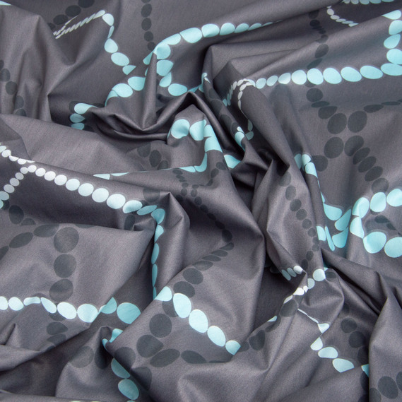 Тканина бавовна сатин для постільної білизни, натуральна тканина, постільна білизна 120 гр/м2 S-6918-А ромби т.сірий, фото 3