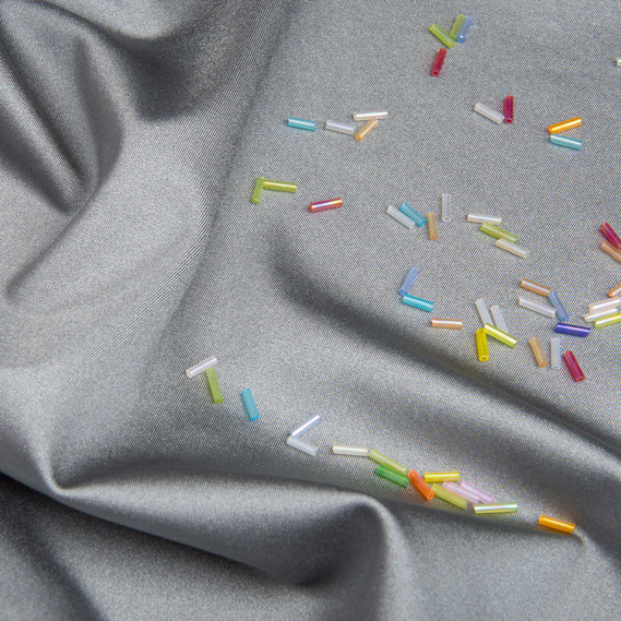 Тканина трикотаж Біфлекс 200 гр/м2, тканина стрейчева трикотажна, еластична для купальників та спортивного одягу сіра, фото 3