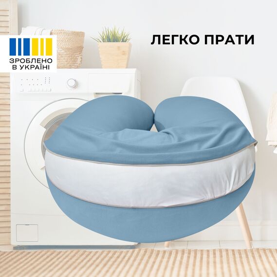 Подушка для беременных и кормления 30х190 см SeiDesign трикотаж гипоаллергенная, наволочка из хлопка на молнии м`ята, фото 6