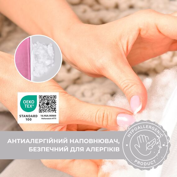 Подушка для беременных и кормления 30х190 см SeiDesign трикотаж гипоаллергенная, наволочка из хлопка на молнии пудра, фото 8