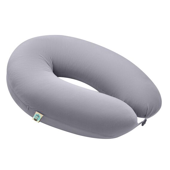 Подушка для вагітних та годування 30х190 см SeiDesign трикотаж гіпоалергенна, наволочка з бавовни на блискавці сірий-беж, фото 1