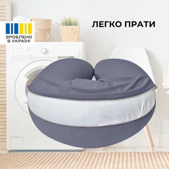 Pregnancy and Nursing Pillow 30х190 cm by SeiDesign Hypoallergenic, Cotton Zippered Pillowcase т/сіра, фото 6