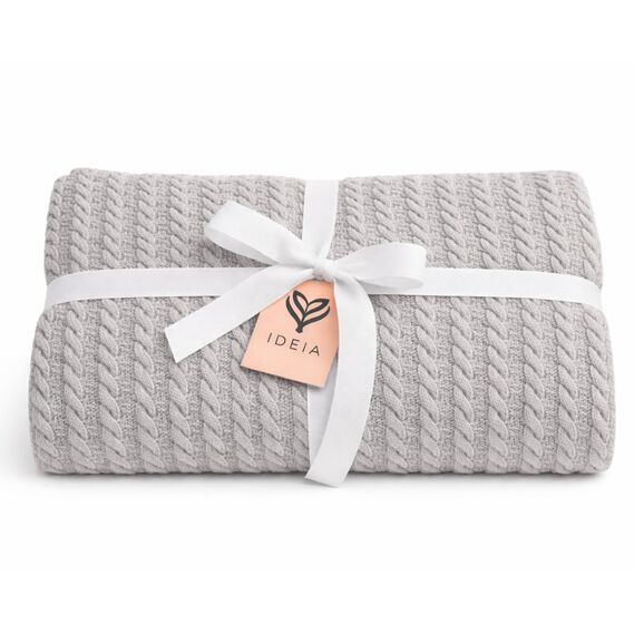 Cotton Throw Blanket 220х235 cm for Bed, Sofa, Beach, Natural Fabric сіре, фото 1