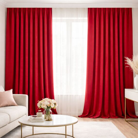 Комплект штор 2 шт 150х260 см, Soft Velvet Lux шторы, гардины, портьеры на шторной тесьме V-19 червона, фото 1