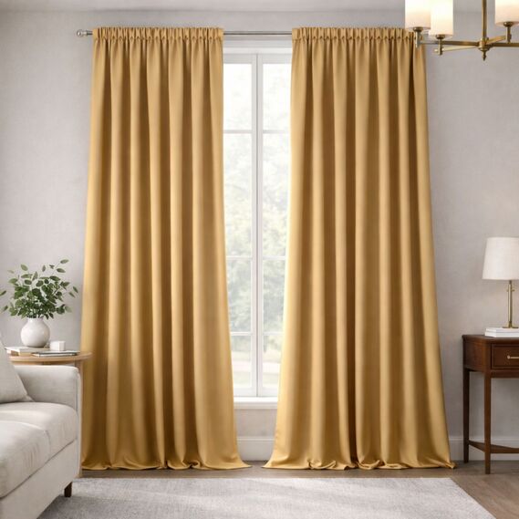 Тканина портьєрна Блекаут Blackout 300 см 270 гр/м2 шторна тканина, тканина для штор, штори, портьєри, ефект затемнення V-116 золото беж, фото 1