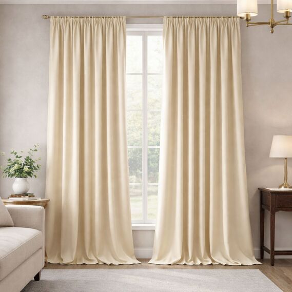 Комплект штор 2 шт 150х260 см, Blackout шторы, гардины, портьеры на шторной тесьме с эффектом затемнения V-06 пісок, фото 1