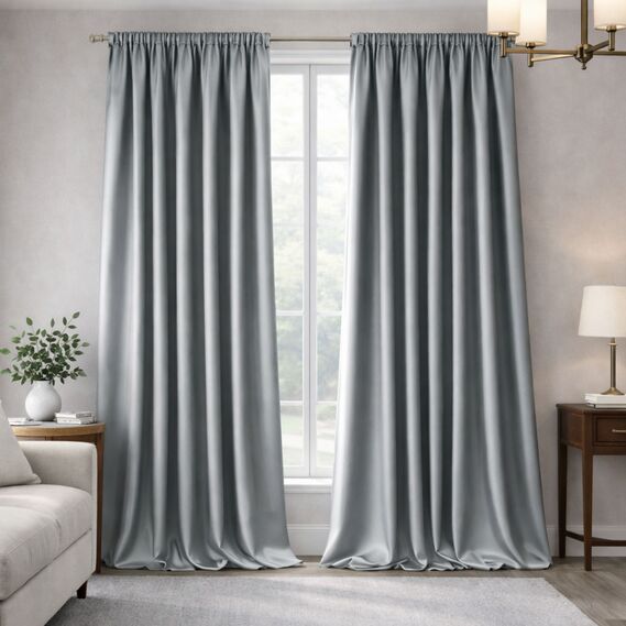 Комплект штор 2 шт 150х260 см, Blackout штори блекаут, гардини, портьєри на шторній тасьмі з ефектом затемнення V-15 сірий, фото 1