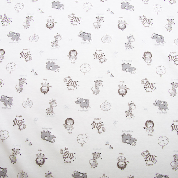 Ткань Интерлок, трикотажное полотно, трикотаж, 190 гр/м2 180 см хлопок, плотная, мягкая, натуральная, для пижам, футболок, пелёнок Зоопарк, фото 2