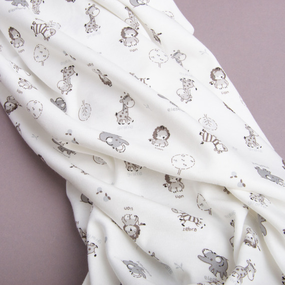 Ткань Интерлок, трикотажное полотно, трикотаж, 190 гр/м2 180 см хлопок, плотная, мягкая, натуральная, для пижам, футболок, пелёнок Зоопарк, фото 4