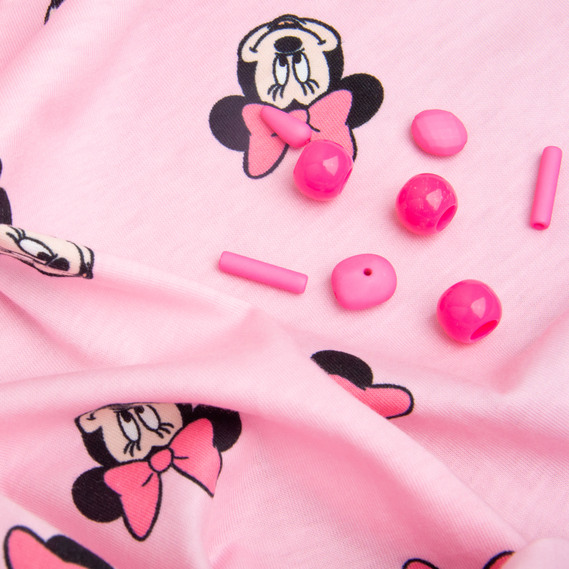 Ткань трикотаж кулир с детским рисунком, 150 гр/м2 160 см хлопок, мягкая, натуральная, для футболок, пижам и пеленок  Міккі рожеві, фото 4