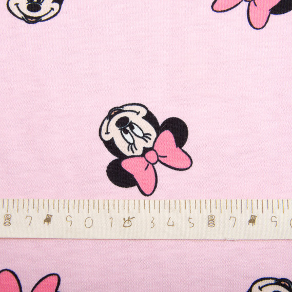 Ткань трикотаж кулир с детским рисунком, 150 гр/м2 160 см хлопок, мягкая, натуральная, для футболок, пижам и пеленок  Міккі рожеві, фото 5
