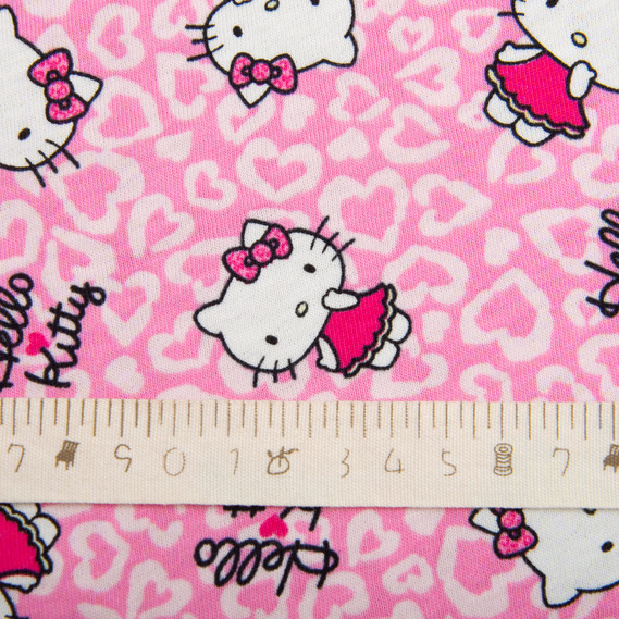 Knitted fabric kulir with children’s print, 150 gsm, 160 cm cotton, soft, natural, for T-shirts, pajamas, and swaddles Kitty, фото 6