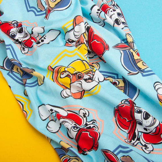 Ткань трикотаж кулир с детским рисунком, 150 гр/м2 160 см хлопок, мягкая, натуральная, для футболок, пижам и пеленок  Щенячий патруль, фото 4