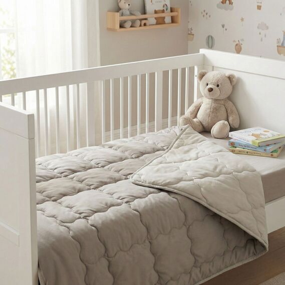 Ковдра дитяча 100х135 см Woolly PAPAELLA вовняна зимова у ліжечко, дитяча, вовна, тепла св.сіра, фото 1