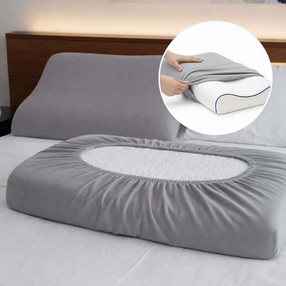 Набор наволочек 2 шт IDEIA 60х40х16 см наволочка трикотажная для ортопедических и анатомических подушек сірий/беж, фото 1