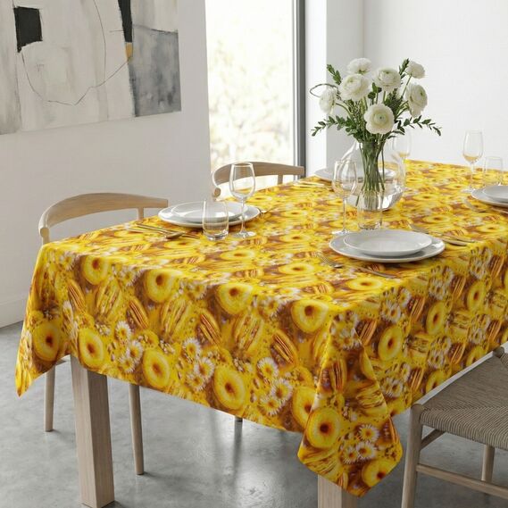 Скатерть с защитой от пятен IDEIA 140х170 см хлопок, Teflon эффект донат жовтий, фото 1