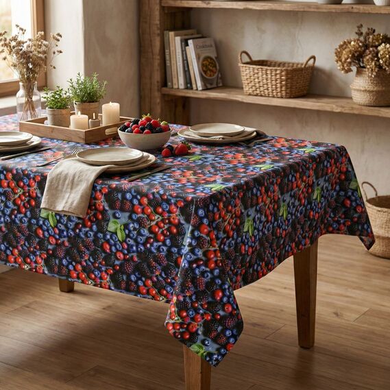 Скатерть с защитой от пятен IDEIA 140х170 см хлопок, Teflon эффект ягідка , фото 1