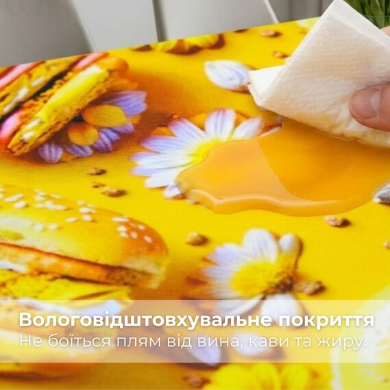 Тканина Панама бавовна 180 см 235 гр/м2 з водовідштовхувальним просоченням, для скатертин, штор, декору донат жовтий, фото 3