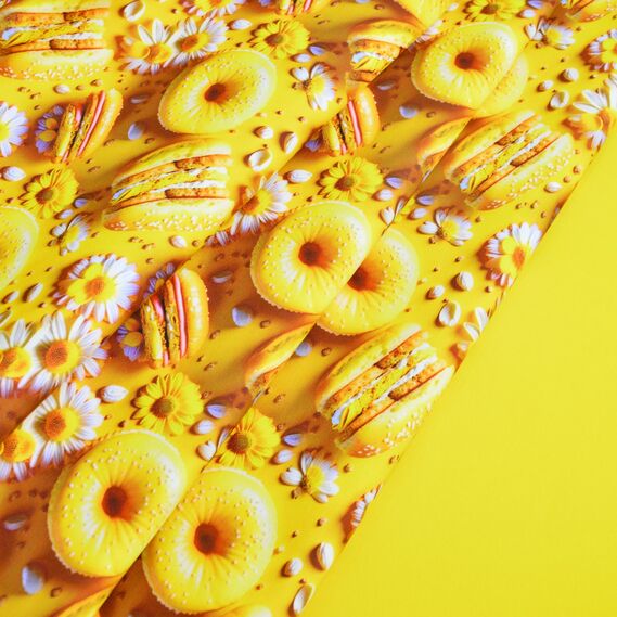 Тканина Панама бавовна 180 см 235 гр/м2 з водовідштовхувальним просоченням, для скатертин, штор, декору донат жовтий, фото 4