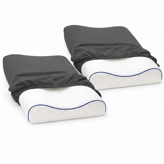 Set of 2 pillowcases IDEIA 60x40x16 cm knitted pillowcase for orthopedic and anatomical pillows т/сірий, фото 1